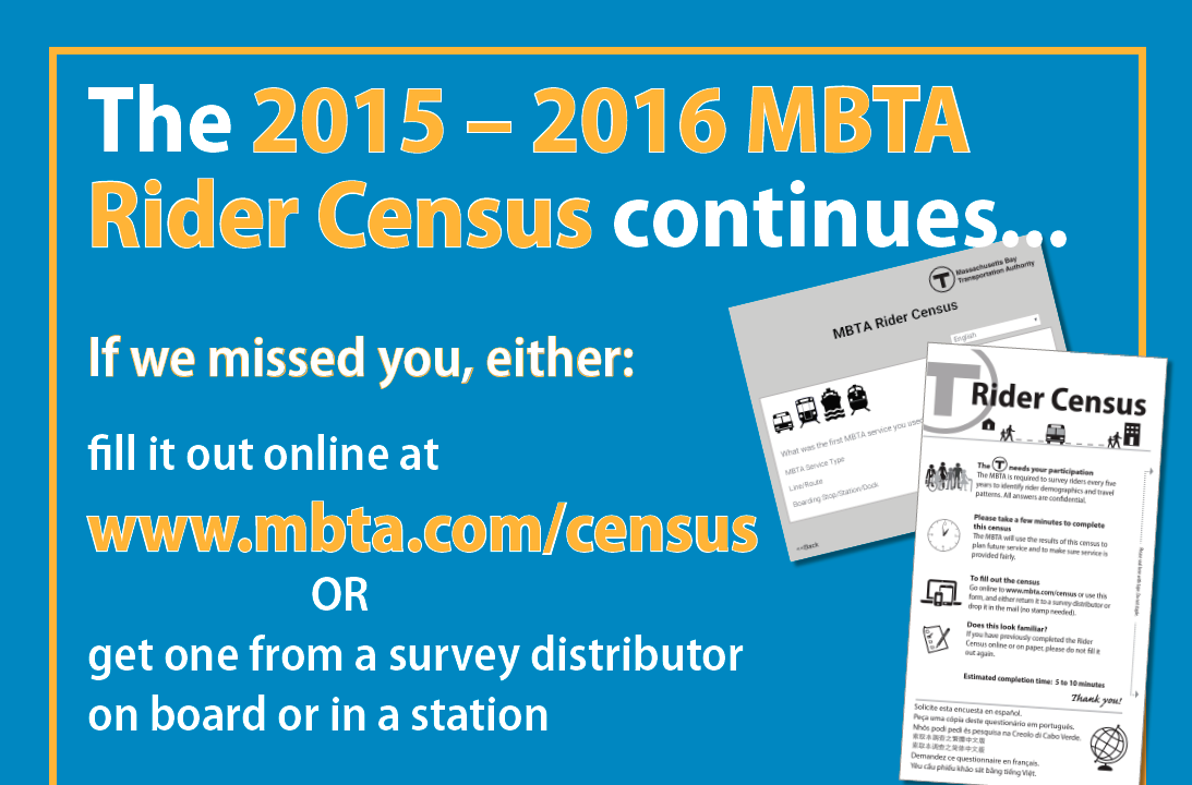 MBTA advertisement for the Rider Census