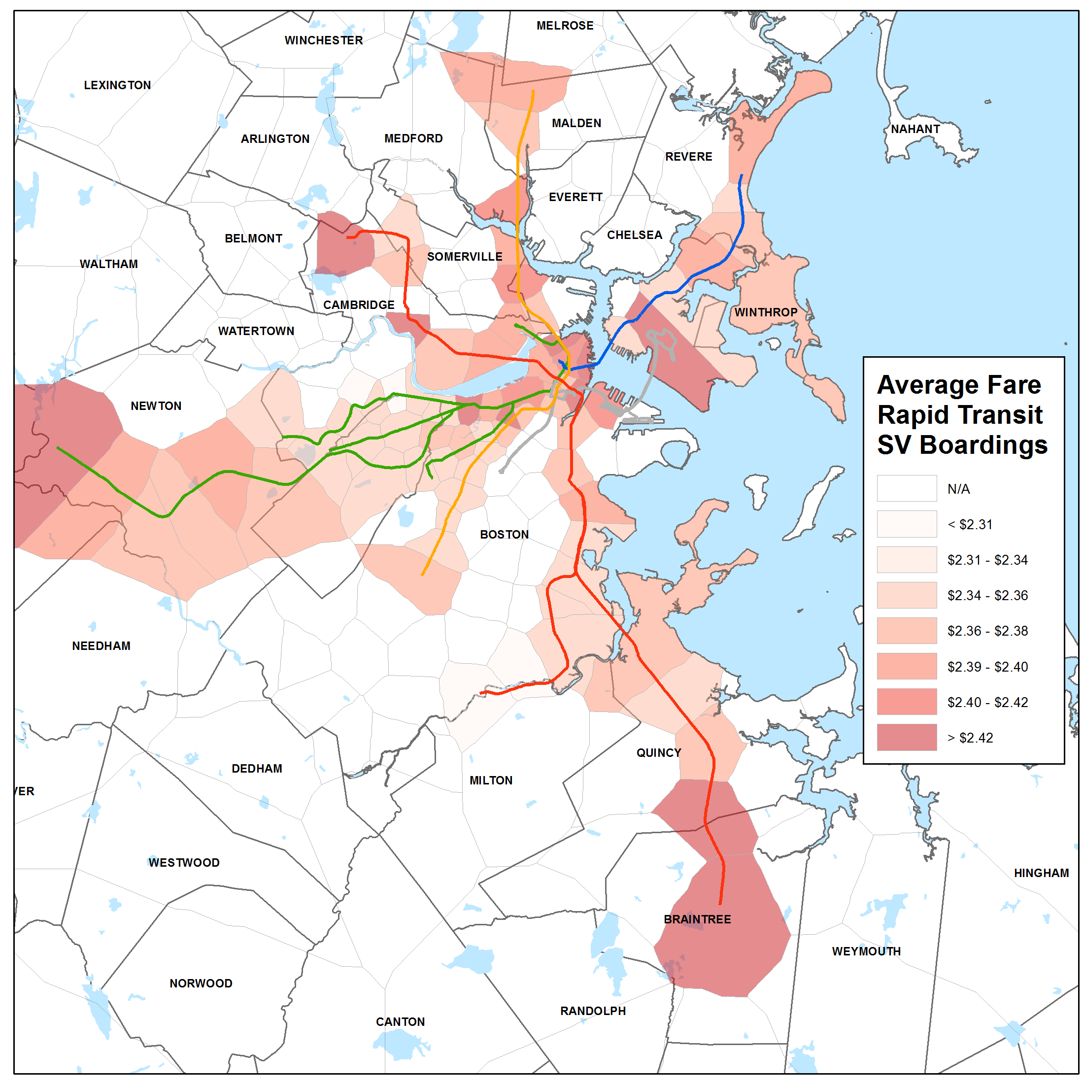 Average Fare on Rapid Transit Boardings